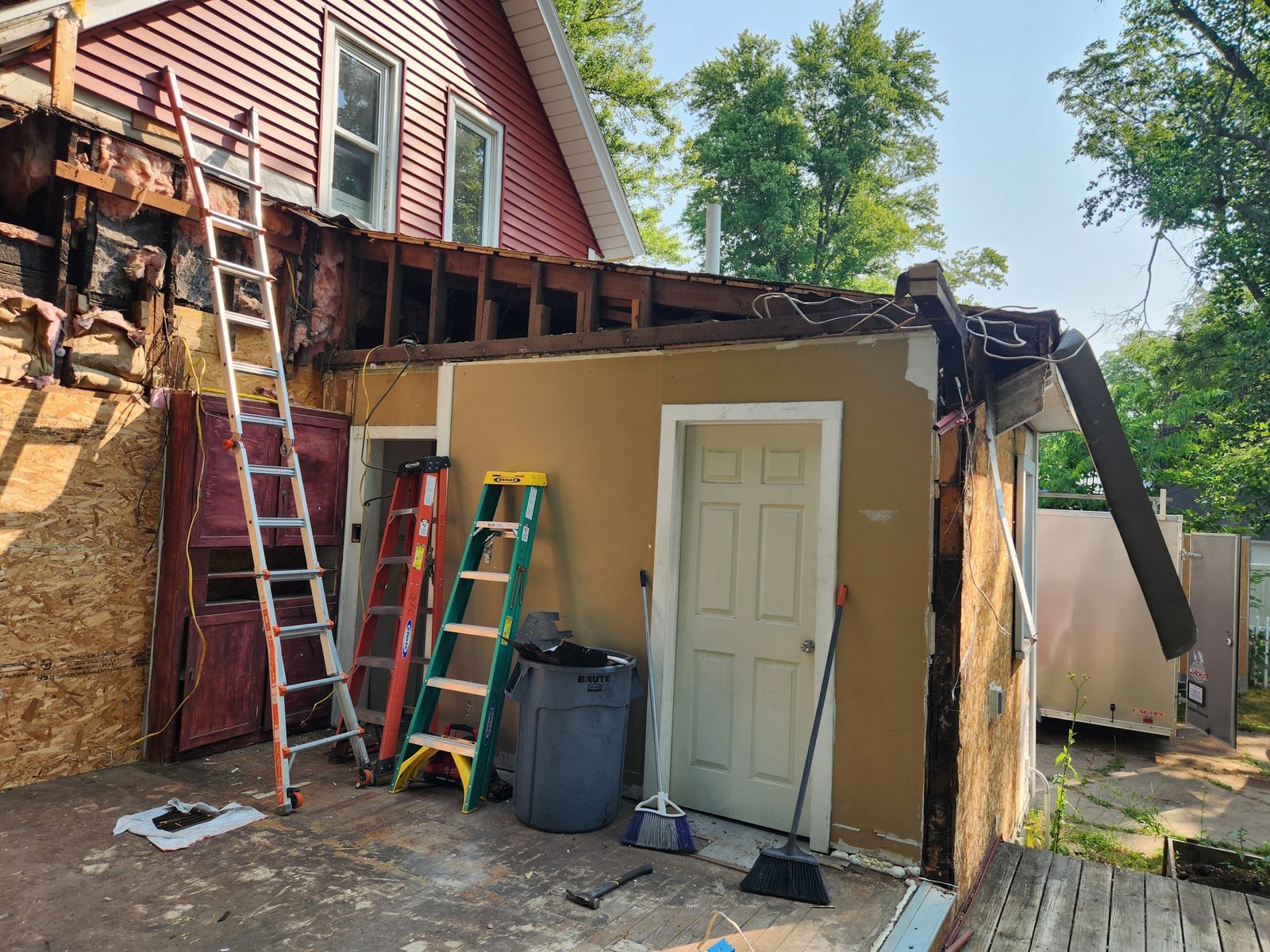 Rear section of a house in Southwest Michigan opened up during demolition for a rebuild